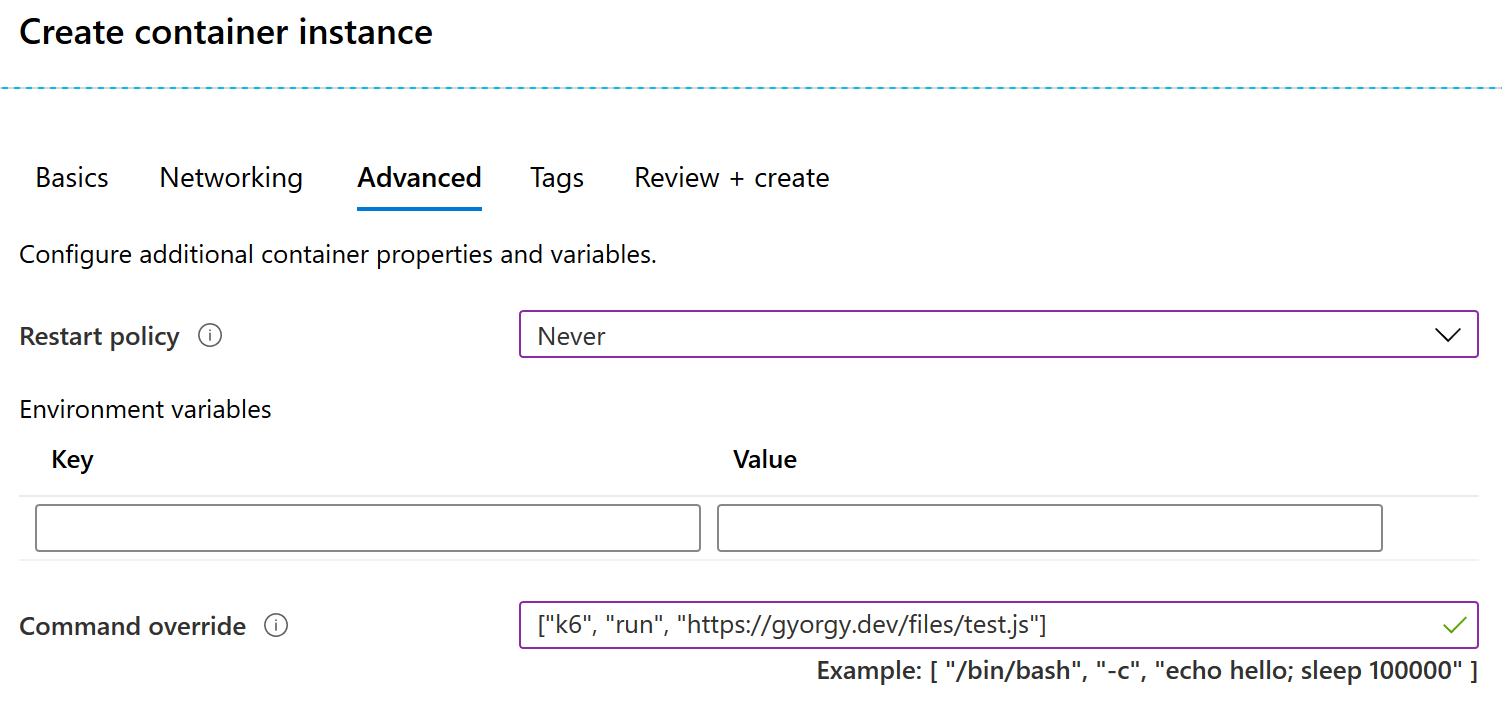 ACI Setup on Azure for Custom k6 Test