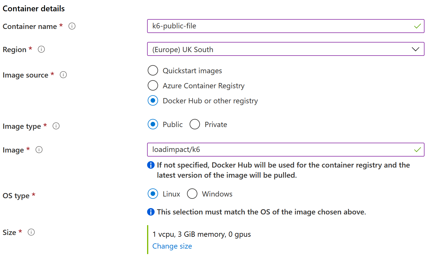 ACI Setup on Azure for Custom k6 Test